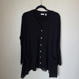 Logo By Lori Goldstein Cardigan With Chiffon Trim Size Medium